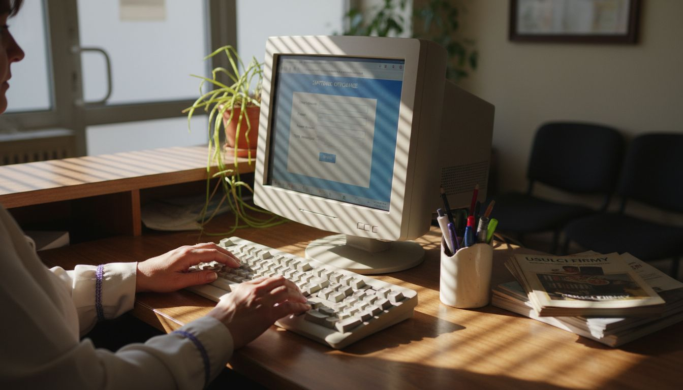 Recepcjonistka odpowiada na zapytanie przesłane przez formularz kontaktowy na stronie internetowej firmy.