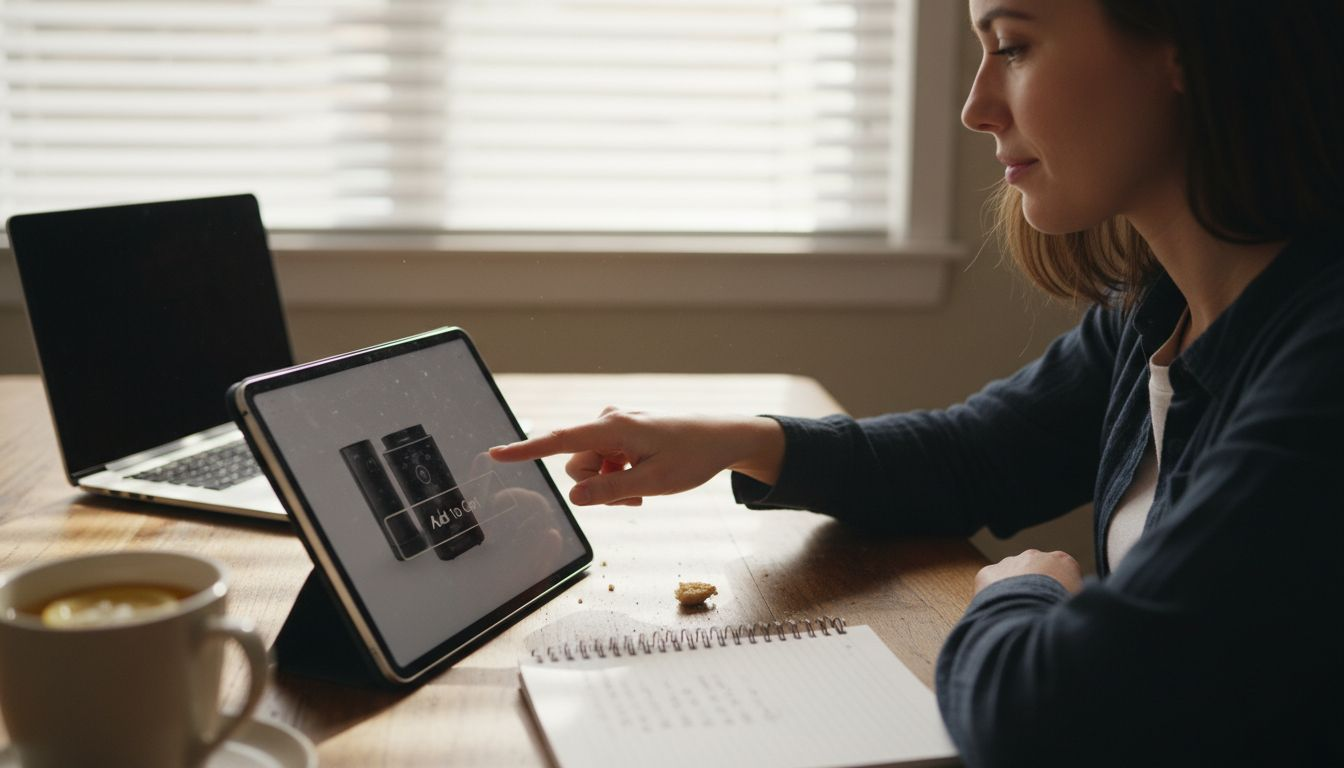 Woman browsing product images for online shopping