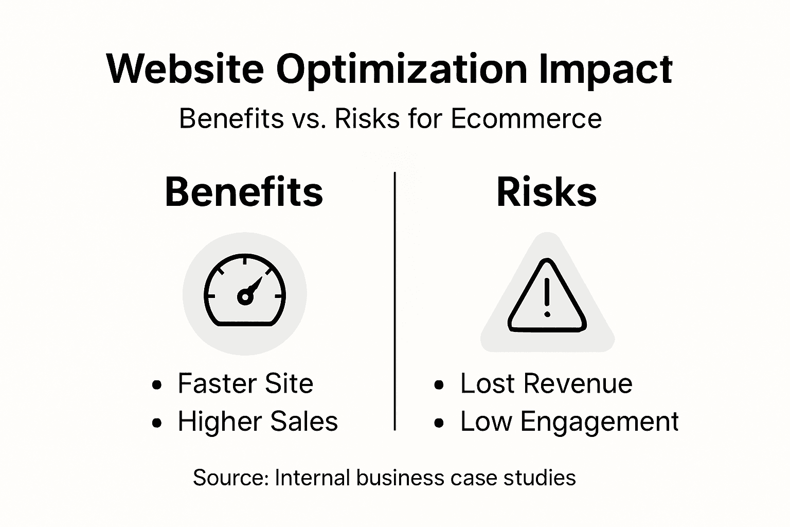 Infographic comparing benefits and risks of ecommerce optimization