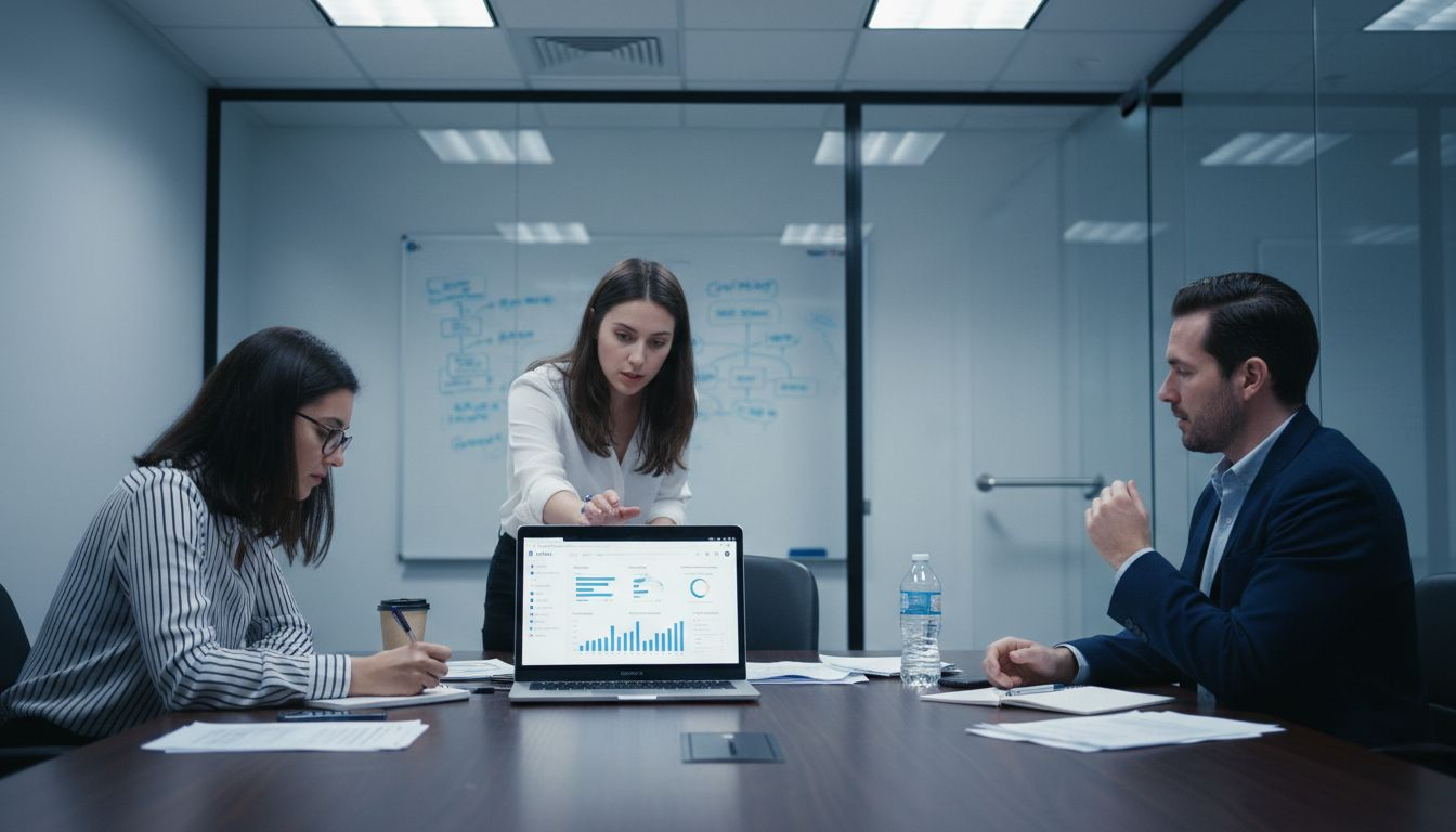 Team reviewing engagement metrics together