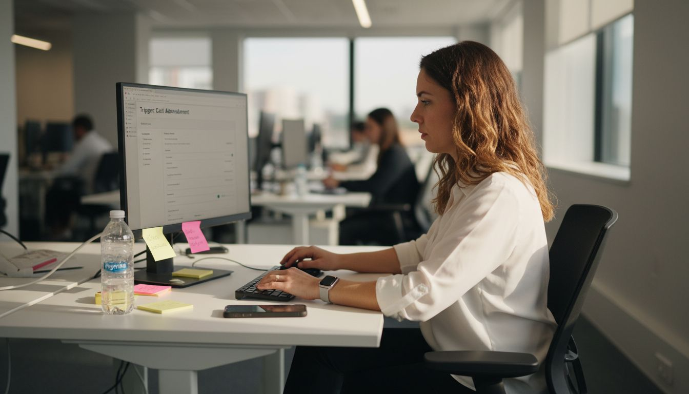 Specialist setting up email automation triggers