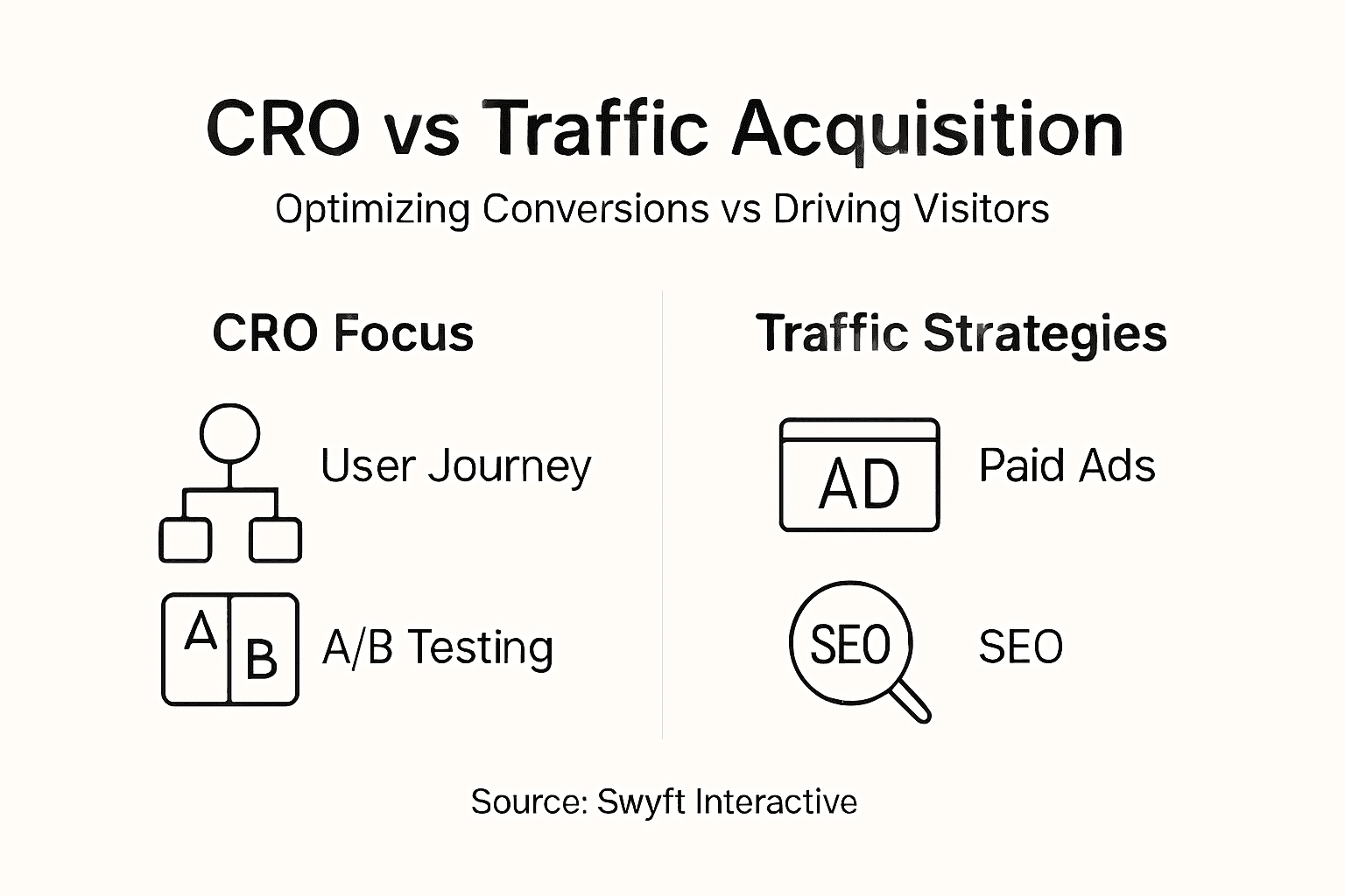 Infographic comparing CRO and traffic
