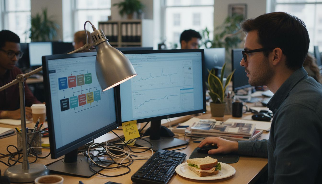 Marketing specialist setting up email automation workflow