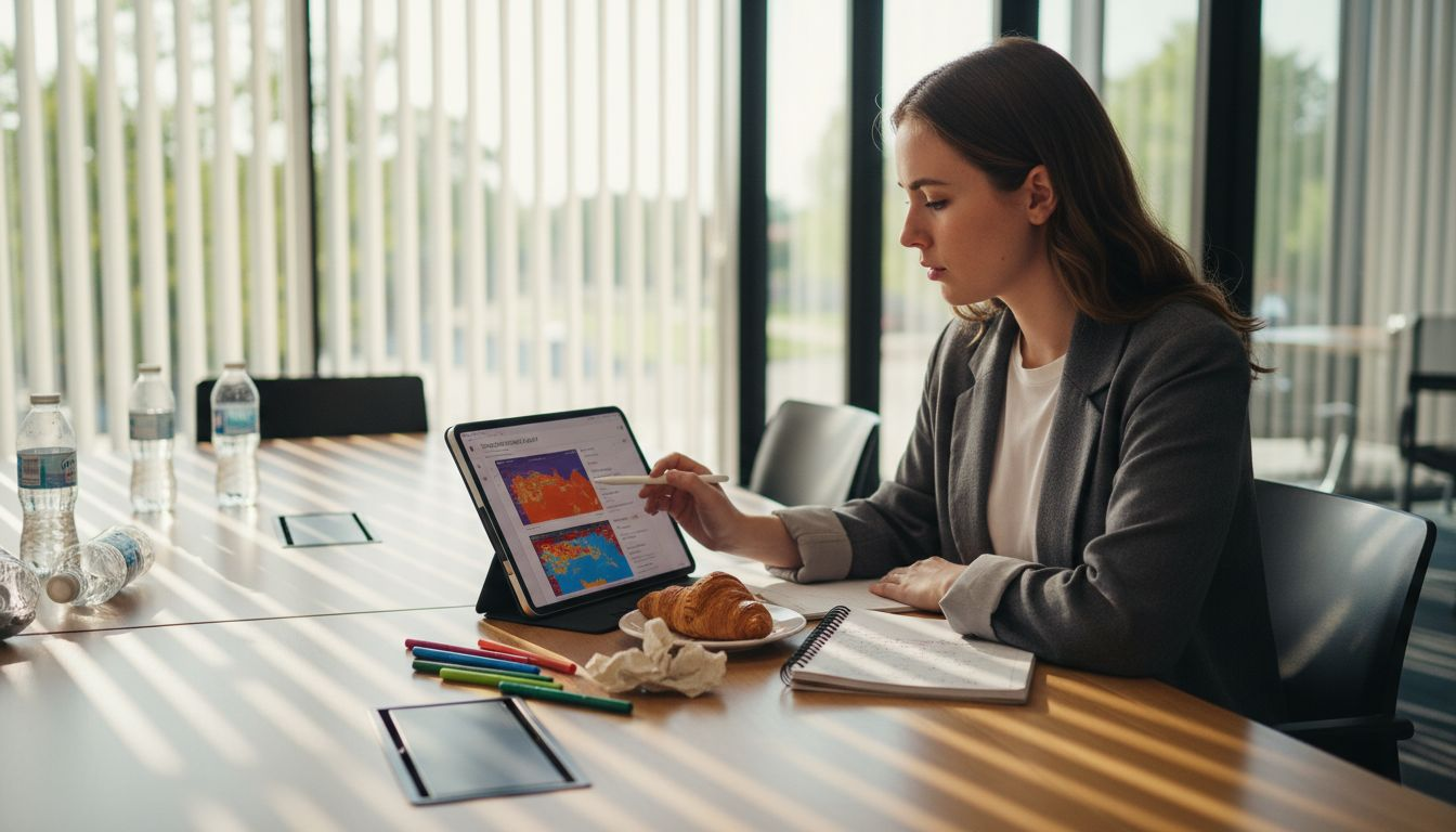 Marketer reviewing UX heatmaps on tablet