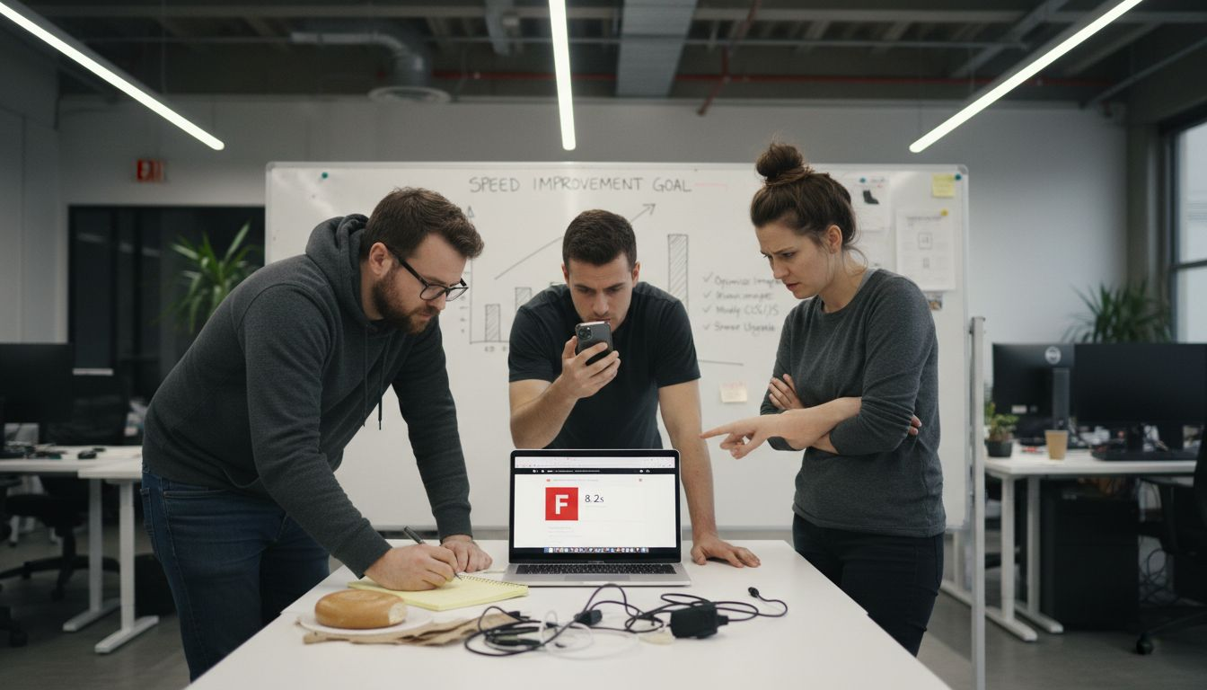 Web team reviews website speed test results