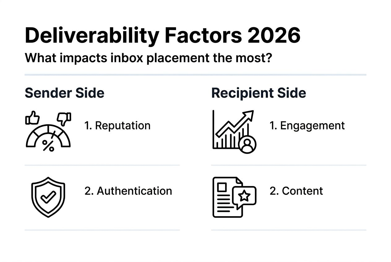 Infographic showing email deliverability factors