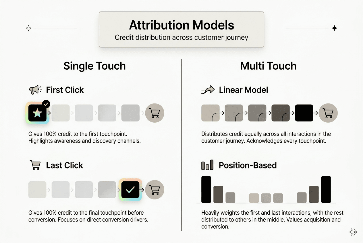 Infographic defining attribution model types