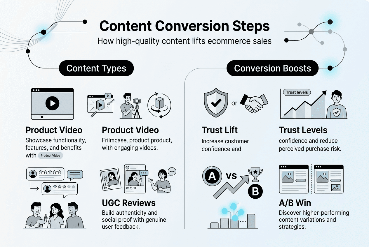 Infographic summarizes ecommerce content conversion steps