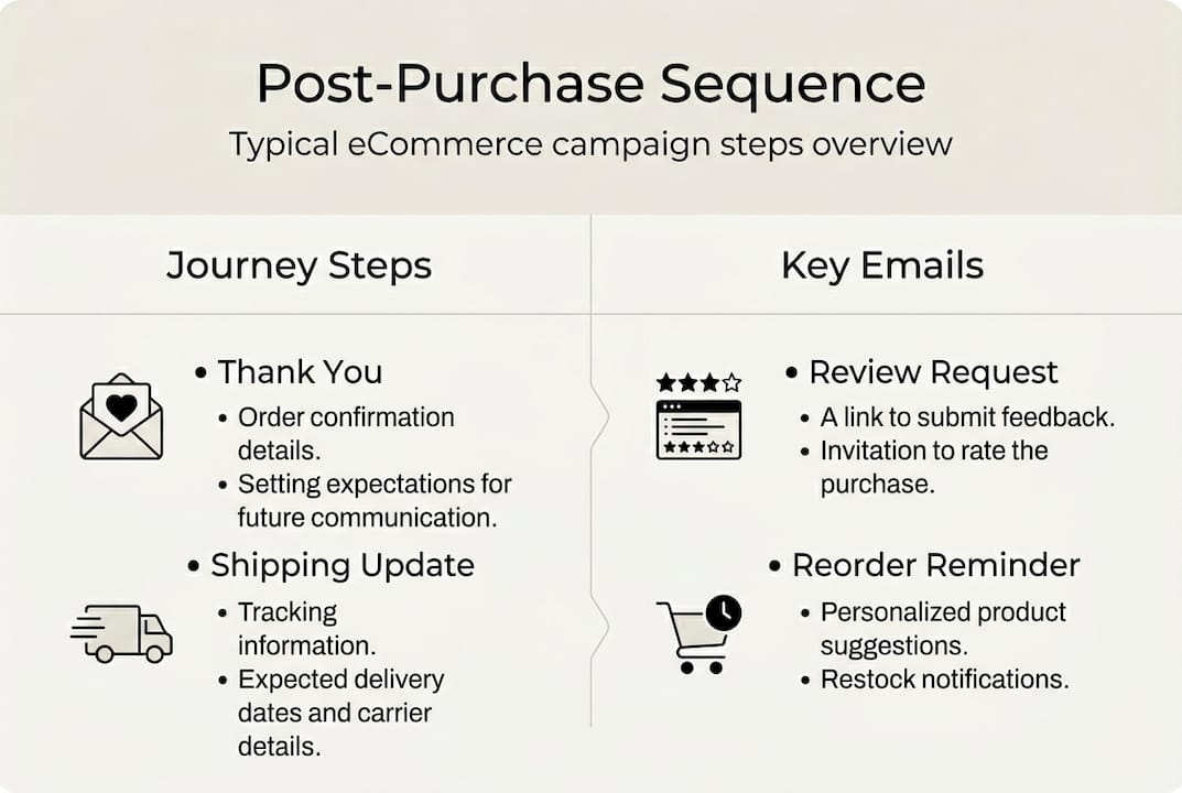 Infographic of post-purchase campaign steps