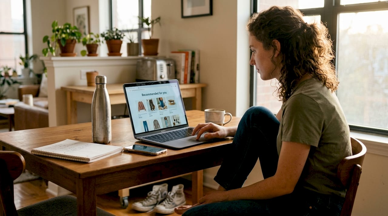 Person viewing AI-powered product recommendations