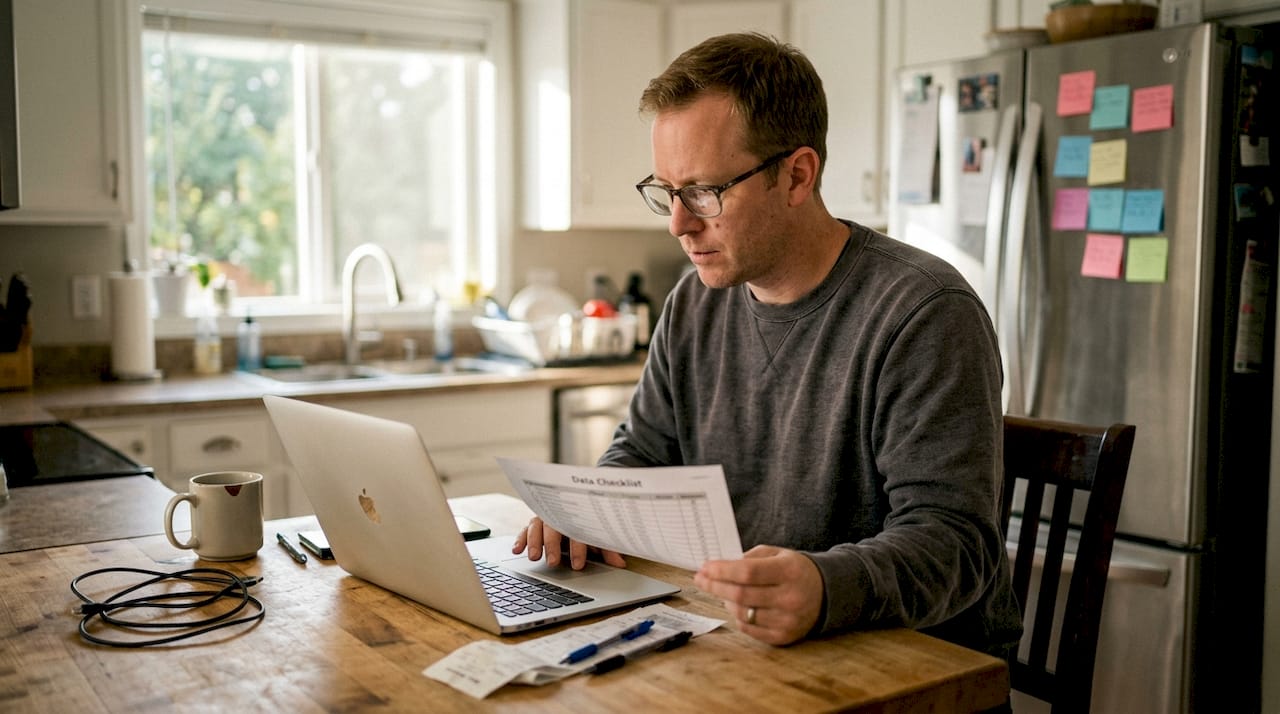 Ecommerce data audit on kitchen workspace