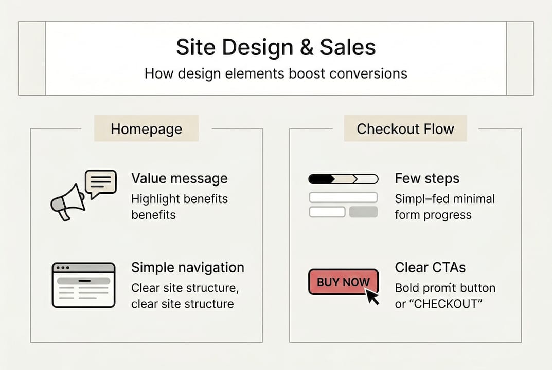 Infographic on website design elements for conversions