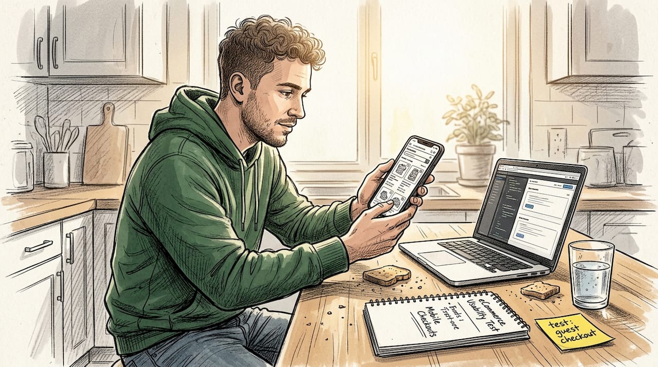 Person using mobile to test website