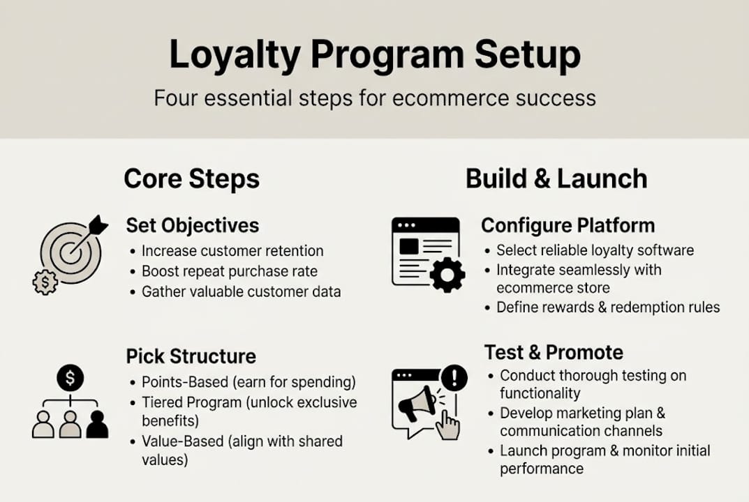Infographic showing four steps for loyalty setup