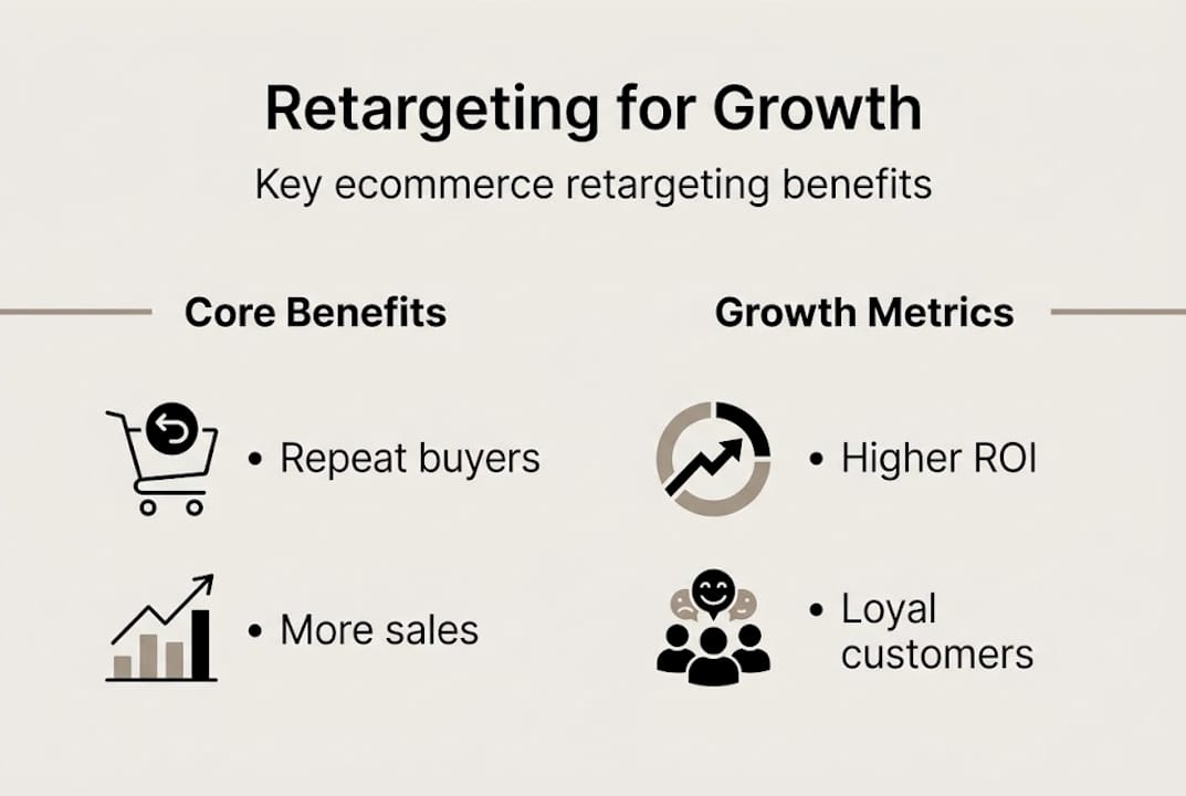 Infographic on retargeting benefits and growth metrics