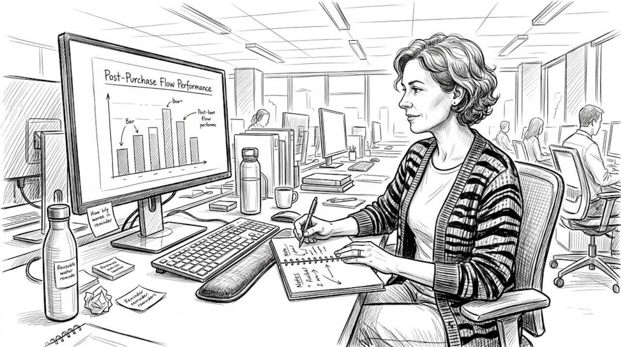 Manager reviewing cross-sell campaign metrics