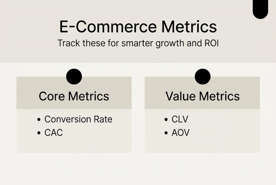 Infographic showing key ecommerce marketing metrics
