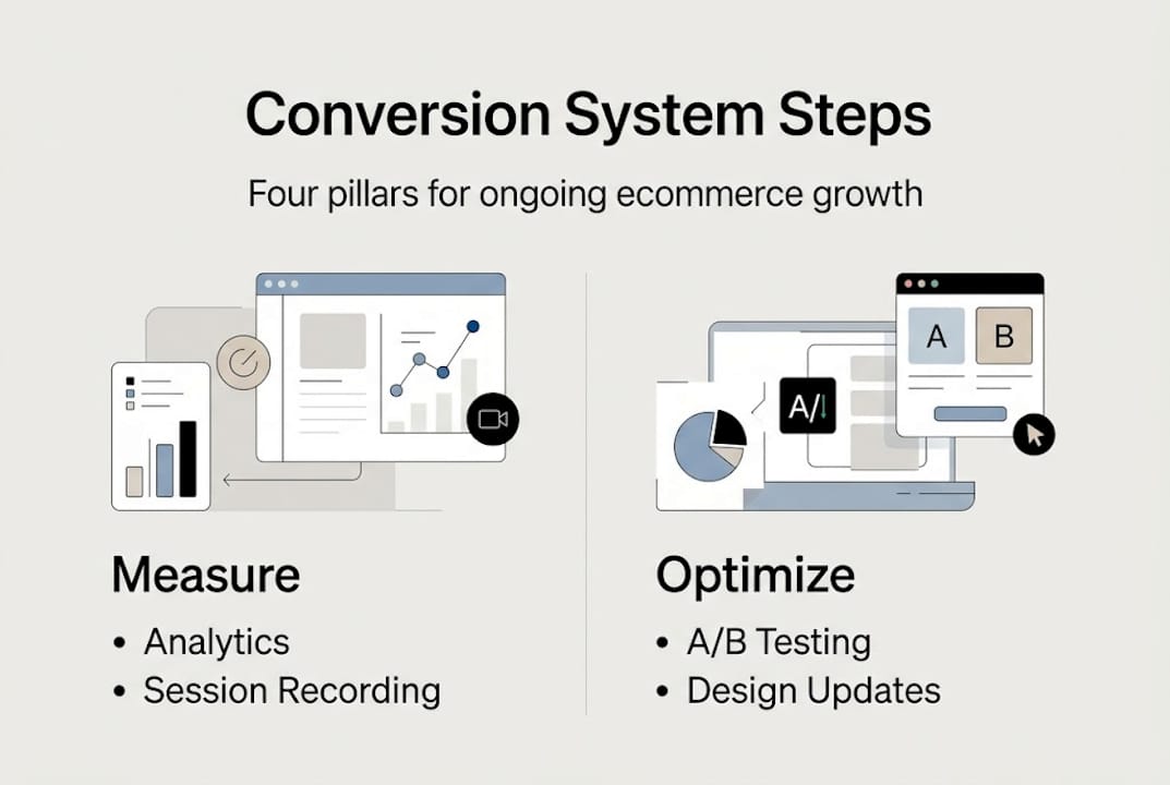 Infographic showing conversion steps for ecommerce