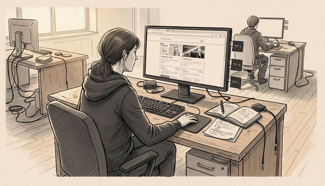 Developer working on A/B landing test variations