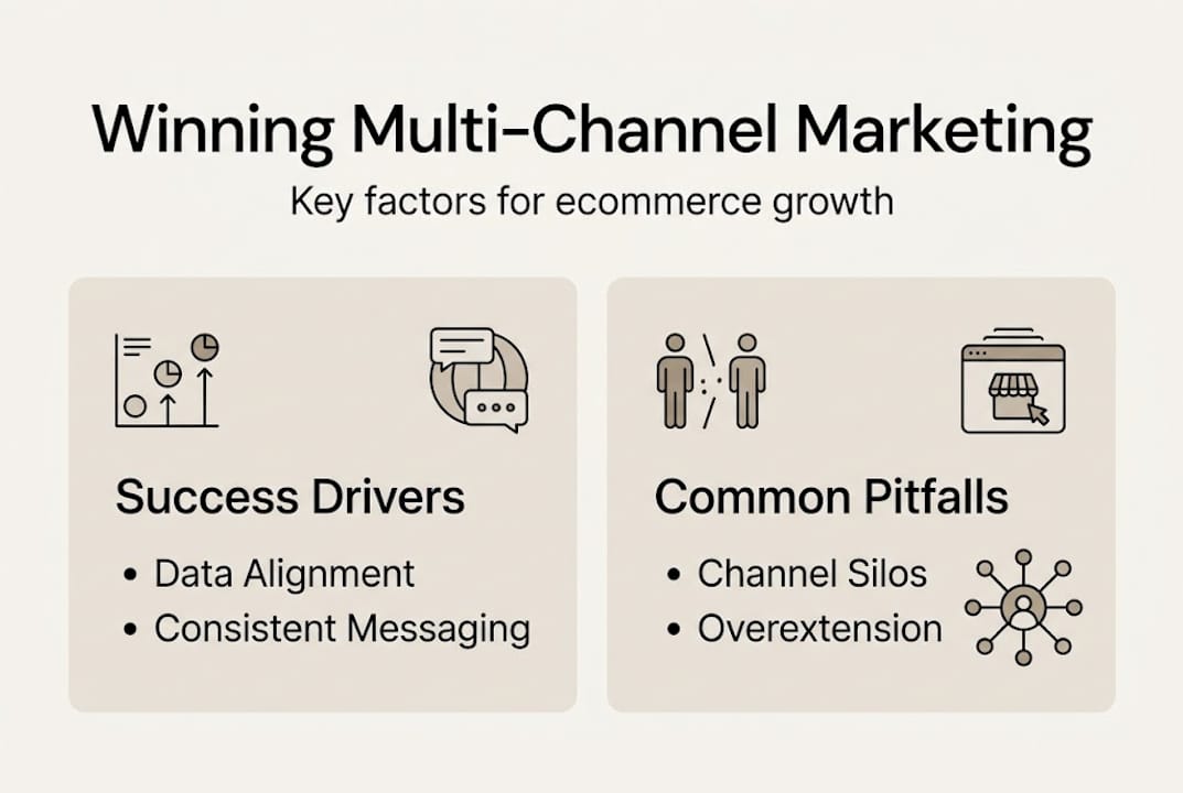 Infographic with success drivers and pitfalls for multi-channel marketing
