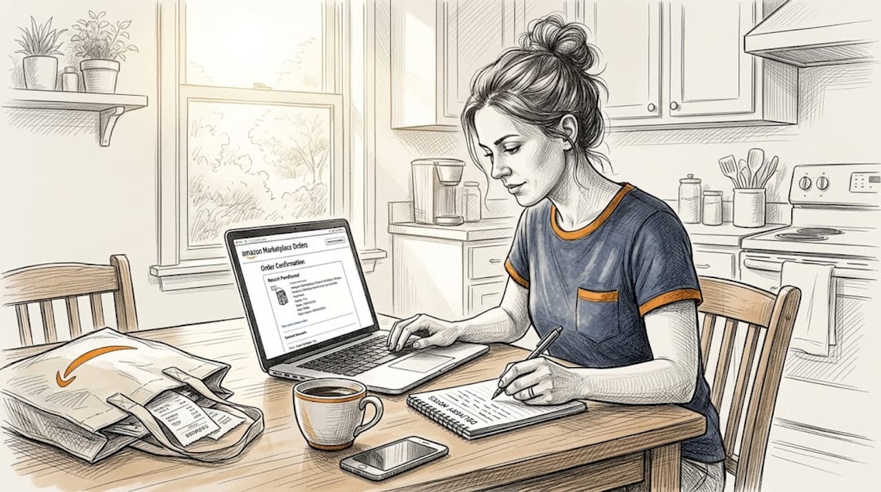 Marketplace seller reviewing online order details