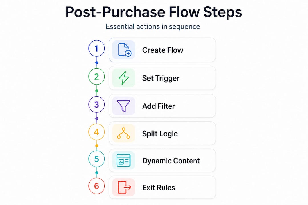 Infographic showing post-purchase workflow steps in sequence