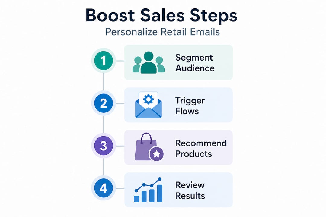 Vertical flow infographic showing four sales personalization steps