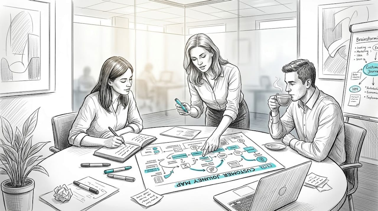Team mapping ecommerce customer journey