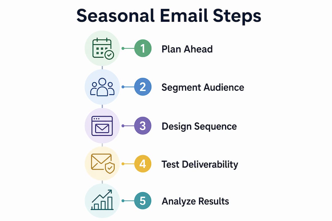 Infographic illustrating key steps for seasonal email campaigns