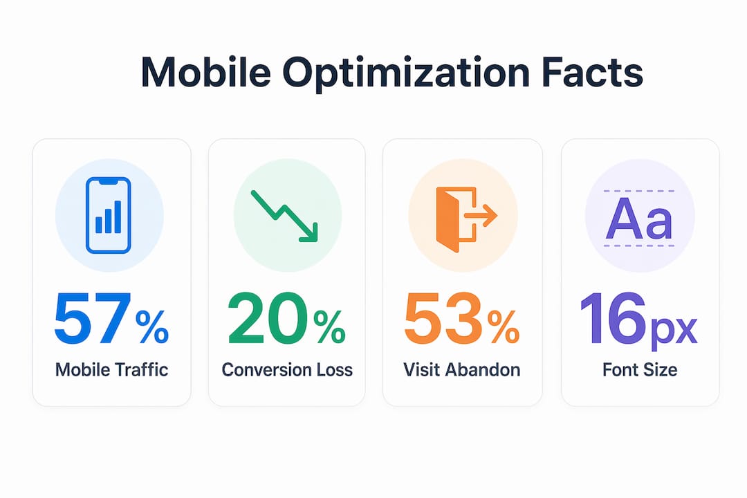 Infographic showing key mobile optimization statistics relevant for ecommerce