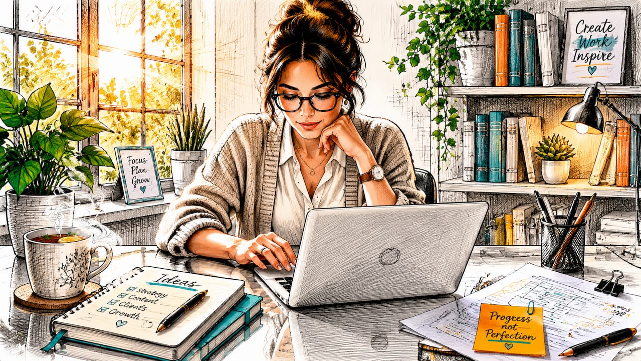 Professional working on laptop reviewing website performance