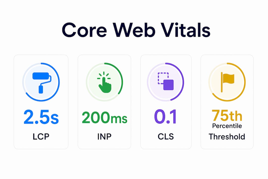 Infographic showing Core Web Vitals key metrics and thresholds