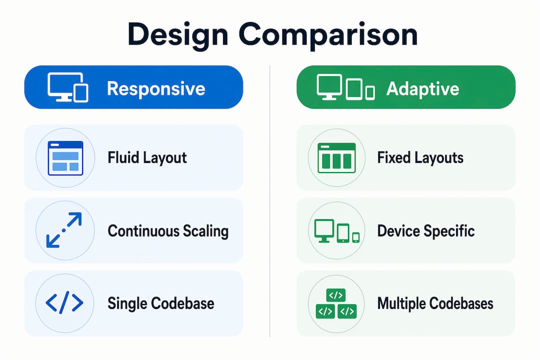 Infographic comparing responsive and adaptive design
