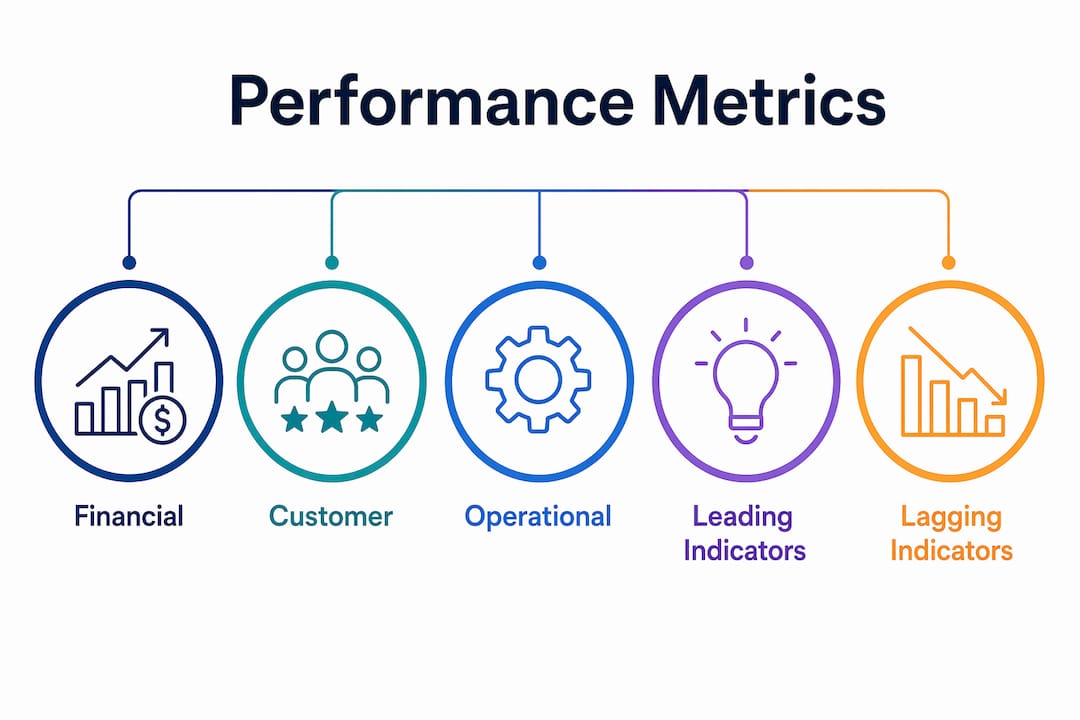 Infographic showing key categories of performance metrics