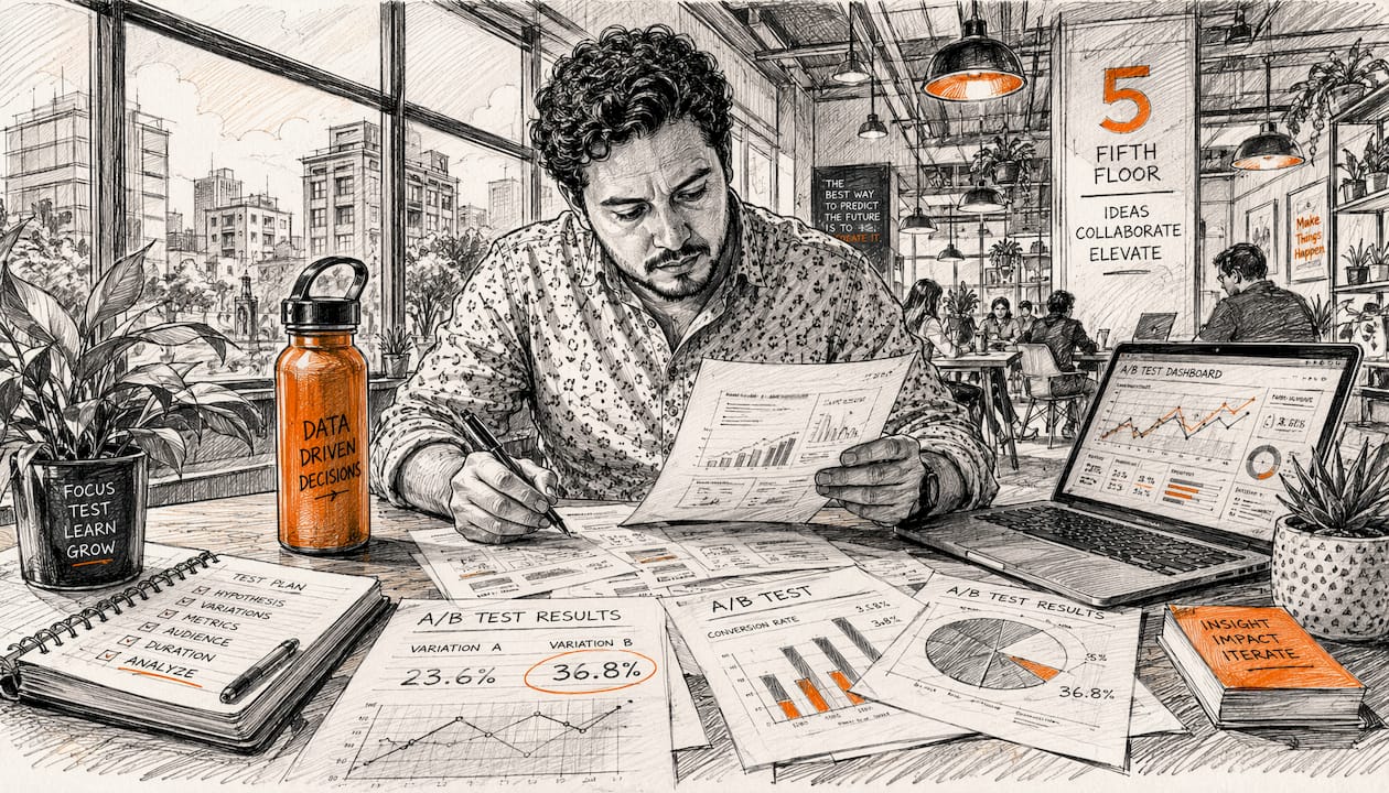 Analyst reviewing A/B test report