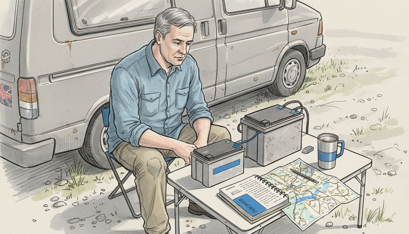 Man comparing lithium and lead-acid batteries