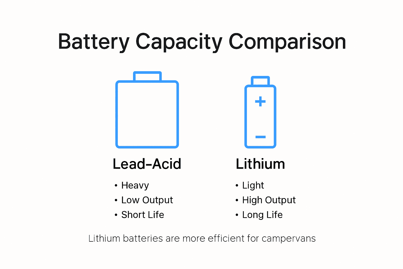 Infographic showing lithium and lead-acid battery differences