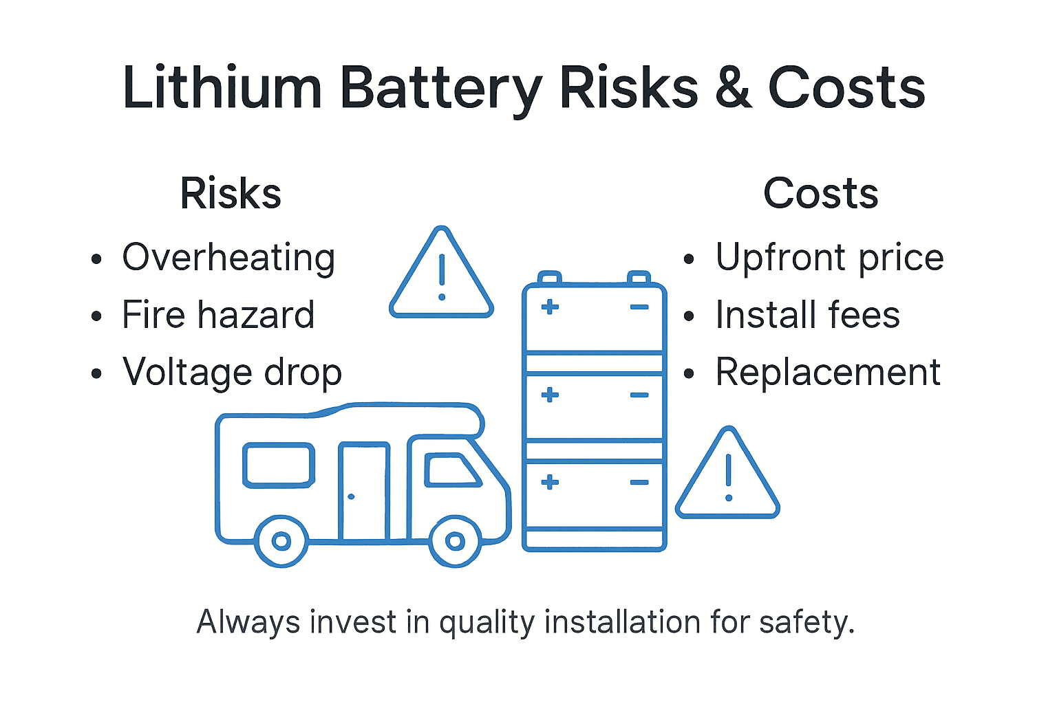 Infographic on lithium battery risks and costs