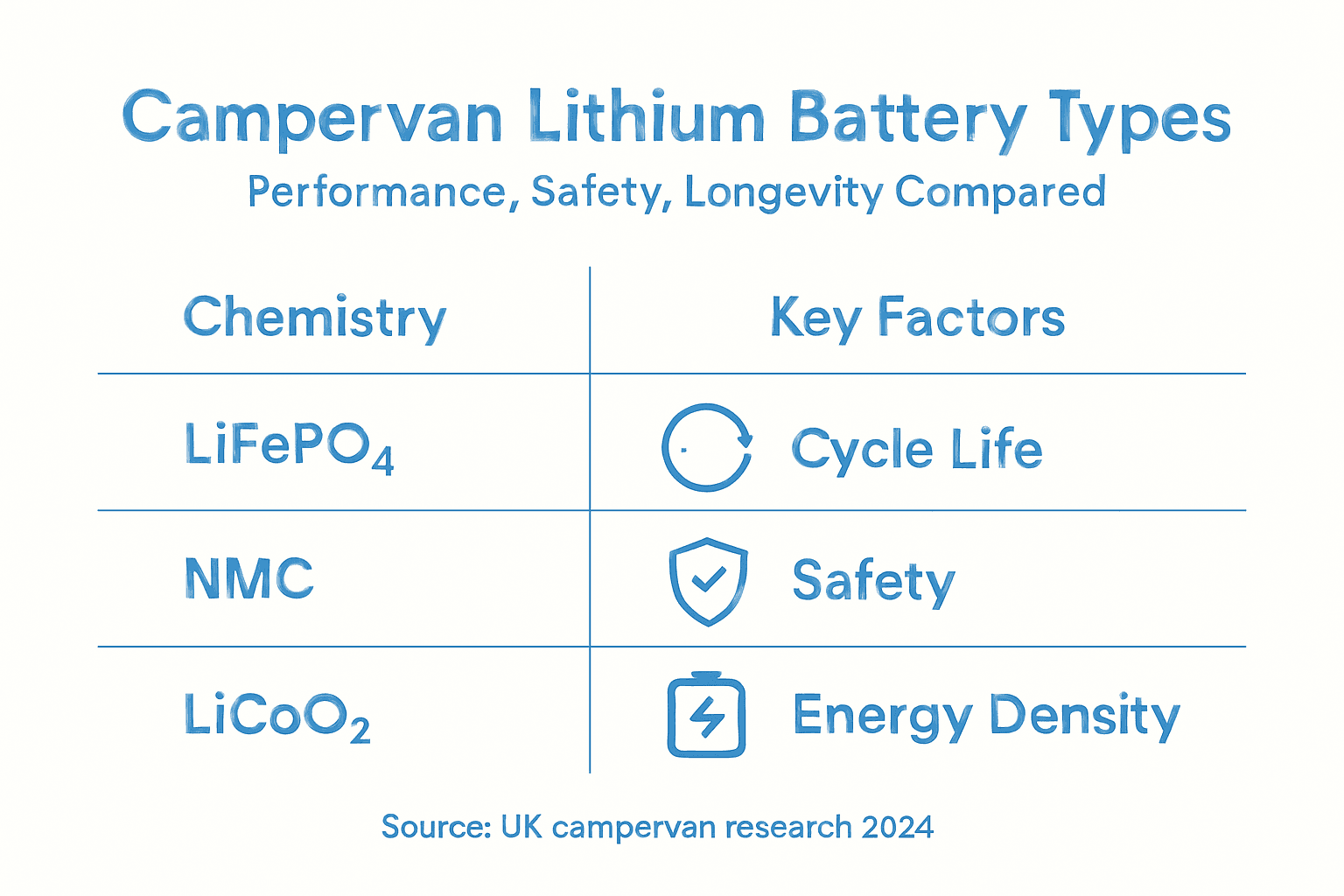 Infographic shows campervan lithium battery comparison