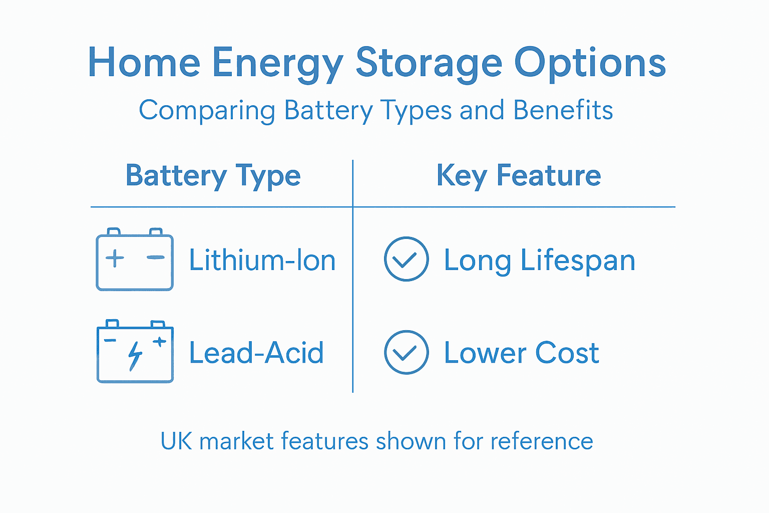 Infographic showing battery types and features