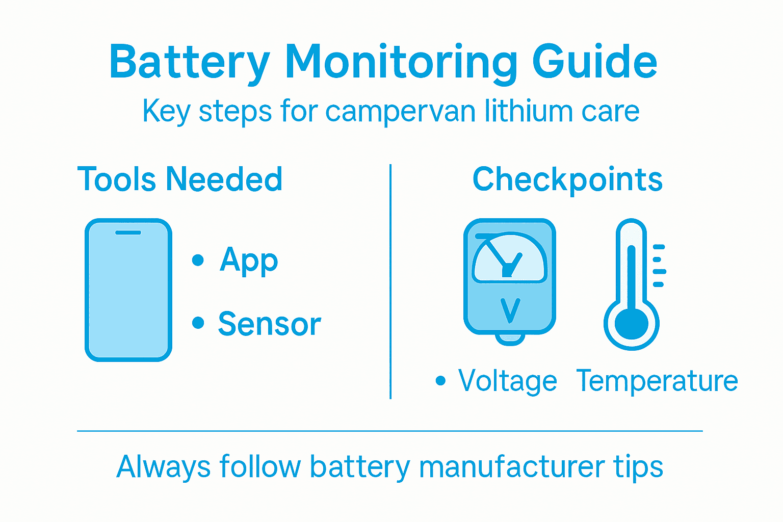 Infographic shows steps for battery monitoring