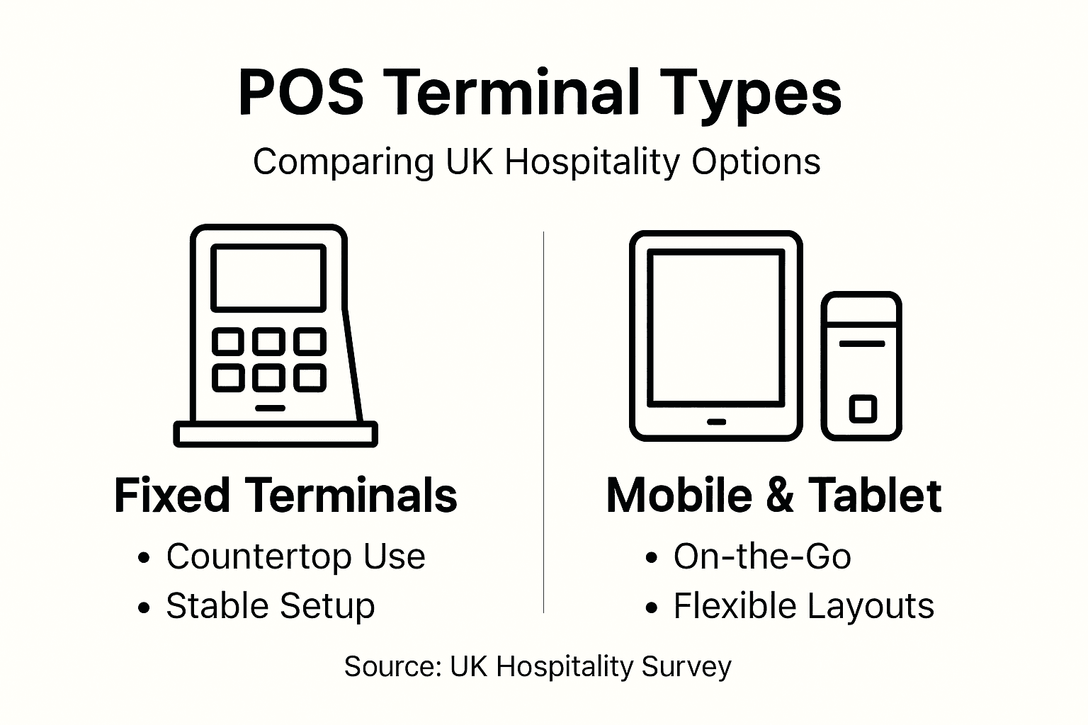 Infographic comparing major POS terminal types