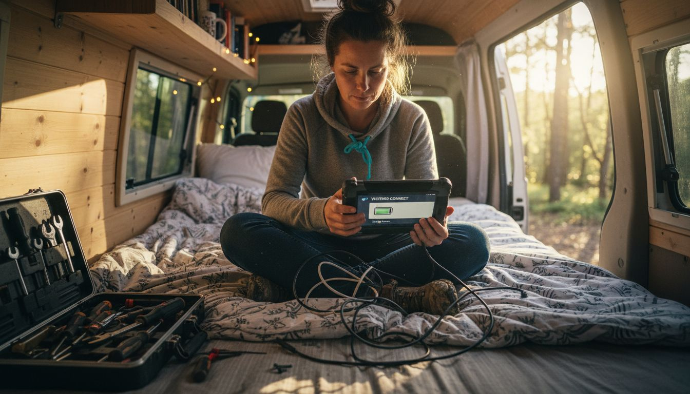 Campervan setup with bluetooth battery app