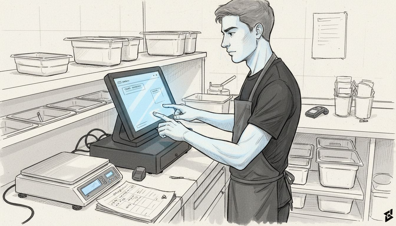 Staff member setting up POS inventory