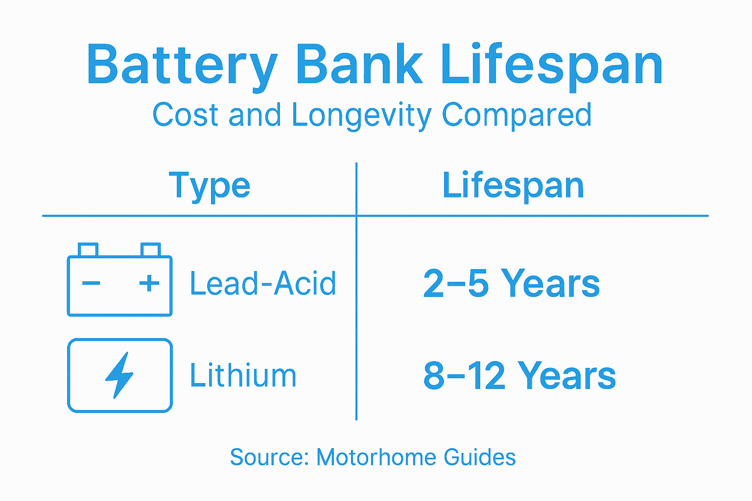 Infographic showing battery types and lifespan