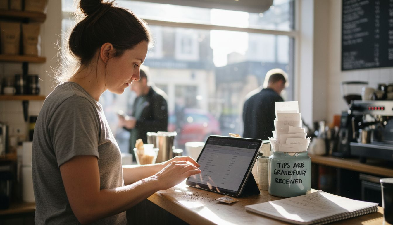 Café manager using cloud-based POS tablet