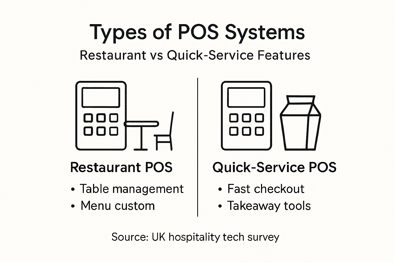 Infographic comparing POS system types