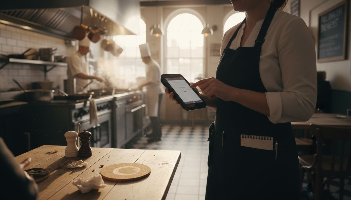 Restaurant server taking order with mobile POS