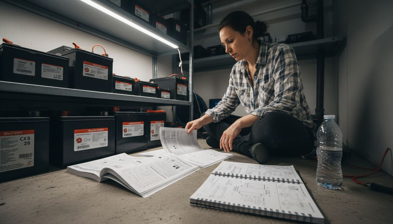Woman choosing battery system components