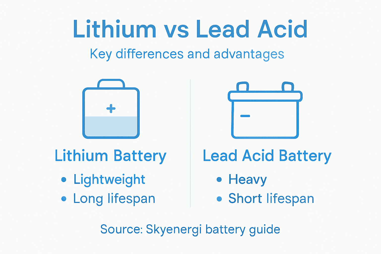 Infographic comparing lithium and lead acid batteries
